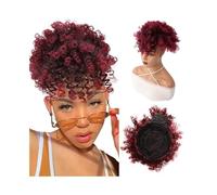 Quotidiano Coda di cavallo afro con coulisse e frangia, chignon riccio e riccio, accessorio for capelli, chignon all'ananas for donne nere Parrucche(1BTBurg)