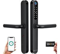 QUOYA D1 Smart Door Lock Maniglia, Keyless Keyless Keypad Security Entry, Slim Retrofit, Metodo di sblocco (impronte digitali, tastiera RFID, pin/passcode, app, chiave meccanica), impermeabile IP55