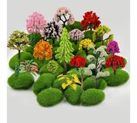 QUOZUO 42PCS Mini Modello Alberi in Miniatura, Modello Misto Alberi Colorati Costruire Treno Scenario