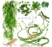 QUOZUO Accessori per il serbatoio del drago barbuto per l'habitat, terrario che appende le piante alle foglie artificiali del rettile, accessori per il serbatoio del geco leopardo