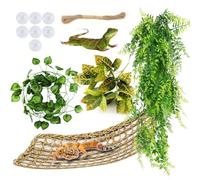 QUOZUO Amaca a forma di drago barbuto, decorazione per rettili, geco leopardo, accessori per rettili con piante rampicanti della giungla, piante rampicanti, foglie artificiali per camaleonti,