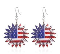 QUPENGXU Orecchini pendenti colorati per il giorno dell'indipendenza per le donne del 4 luglio, orecchini patriottici per le donne gioielli, Acrilico, Nessuna pietra preziosa