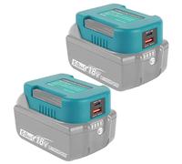 QUPERR 2 Pack Adattatore Batteria, Compatibile con Makita 18V Batteria agli ioni di litio Adattatore Caricatore Telefono USB Doppio con Ricarica Veloce Type-C (solo adattatore)