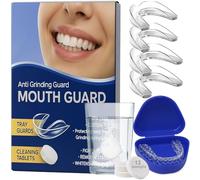 QUPOLPOL Bite Bruxismo Notturno Automodellante - 4 Pezzi Protezione Dentale per Digrignare i Denti, Anti Russamento, Paradenti Personalizzabili in EVA Premium con Custodia e 12 Compresse Detergenti