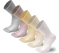 QUPOLPOL Calze Cinque Dita Donna - 5 paia in cotone puro - tallone rinforzato, massaggio plantare, separazione dita, traspiranti, antistatiche - ideali per sport, yoga, casa e relax