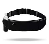QUPOLPOL Cintura Running Porta Borraccia - Marsupio Sportivo Impermeabile Nero con Tasche Multiple, Marsupio da Corsa Uomo Donna per Jogging, Trekking, Ciclismo
