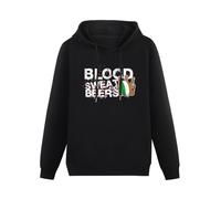 QURUMBAGH Ireland Rugby Supporter Blood, Sweat And Beers Mens Hoodies Pullover Hoody Black Sweatershirt XXL