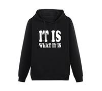 QURUMBAGH It Is What It Is Mens Hoodies Pullover Hoody Black Sweatershirt L