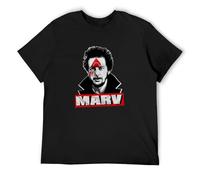 QURUMBAGH Marv Iron Hit Booby Trap Print Unisex T-Shirts Men Tee Cotton Tops Black Shirt S