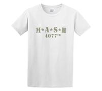 QURUMBAGH Mash 1970's War Comedy TV Series Distressed Print Unisex T-Shirts Men Tee Cotton Tops White Shirt S