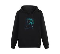 QURUMBAGH Wolf Howling At The Moon Mens Hoodies Pullover Hoody Black Sweatershirt M