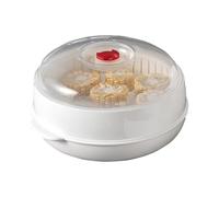 Qurygin Vaporiera a microonde, 24,5 x 12,5 cm, forno a microonde a strato singolo, cestello per cottura a vapore con coperchio, grande capacità per verdure, riso, uova, gnocchi, noodle, sala da pranzo