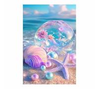 QUSAAOU Dimensioni Moderni Fiore rosa sfera vetro conchiglia stella spiaggia Decorazione Murale Su Tela Per Soggiorno，Camera Da Letto，Bagno，Ufficio，Corridoio，Cucina，Adatta -60x90cm1 Non incorniciato