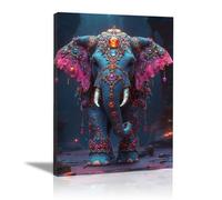 QUSAAOU Dipinti Decorativi Da Parete Elefante decorato con perline e gemme multicolori Stampe Da Parete Camera Da Letto Cucina 1 Pezzo Wall Grandi Decorazione Murale Immagini -30x45cm1 Incorniciato