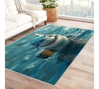 QUSAAOU Oceano Rug Pescecane Tappeto a Pelo Corto Anti-Perdita per Soggiorno Camera da Letto Tappeti per Interni Lavabile Antiscivolo Adatto Agli Animali(Grigio 25)-90x120cm