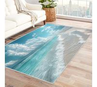 QUSAAOU Oceano Rug Vista sul mare Tappeto Camera da Letto Antiscivolo Machine Washable Grande Tappeti Salotto Moderno Soggiorno Moderni Decorazioni Camera(Bianco 49)-120x180cm