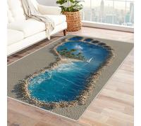 QUSAAOU Oceano Tappeto Soggiorno Orma Tappeto Grande 3D Pelo Corto Moderno, Stampa Moquette Antiscivolo Lavabile,Soggiorno Bambini Camera da Letto Decorazione Domestica Tappeti(Grigio 100)-120x180cm