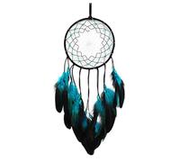 Qusedwey 1 Pezzo di Acchiappasogni Albero Blu con Piume, Rete Circolare Tradizionale Indiana Fatta A Mano per Decorazioni da Appendere A Parete Durevole e Facile da Installare