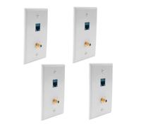 Qusedwey 4 Confezioni di Presa per Piastra Un Parete Coassiale Ethernet con 1 Porta Cat6 e 1 Porta Tipo F Coassiale Placcata nel RJ45 Piastre Un Parete