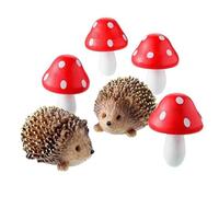 Qusedwey Accessori per Le Fate del Giardino, Ricci in Resina e Decorazioni in Miniatura di Funghi di Legno per L' Bonsai