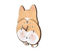 Qusedwey Orologio A Dondolo con Cane Corgi dei Cartoni Animati, Orologio per La Stanza e La Camera da Letto, Orologio da Parete Silenzioso e Carino