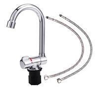 Qusedwey Rubinetto Pieghevole per Universale per Auto, Roulotte, Rotazione A 360°, Miscelatore per Acqua Calda e Fredda, 1/2