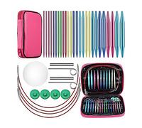 Qusedwey Set di da Maglia Circolari Intercambiabili in Alluminio da 26 Pezzi Set di da Uncinetto Set di 13 da Maglia Intercambiabili per Lavorare A Maglia