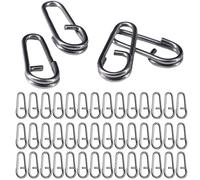 Qusinfc 100 anelli da pesca ad alta resistenza, ovali, connettori per lenza, in acciaio inox, facili da attaccare