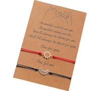 Qusinfc 2 braccialetti eleganti a tema sole e ornamenti per gli innamorati, realizzati con lega e cordoncino cerato, per l'uso quotidiano Forever Love braccialetti, Misura unica, come descritto