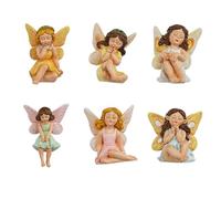 Qusinfc Confezione da 6 statuette di fate in resina, cortili, giardini, prati, vasi, plugin, decorazione da giardino primaverile, paesaggio microscopico, resina decorativa da giardino