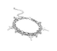 Qusinfc Croci eleganti a strati alla moda doppio strato croci per le donne in robusto acciaio inossidabile da donna alla moda, Misura unica, come descritto