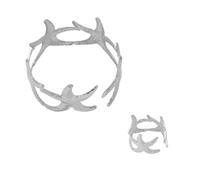 Qusinfc Elegante set di gioielli in lega con stelle marine e anelli, apertura regolabile, unico per abbigliamento multifunzionale, gioielli retrò, Misura unica, come descritto, come descritto