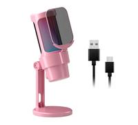 Qusinfc Microfono da gioco USB Illuminazione a colori Pulsante Mute Microfono a condensatore con rete metallica per PC Streaming Podcasting Microfono a cancellazione di rumore