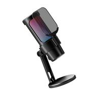 Qusinfc Microfono da gioco USB Illuminazione a colori Pulsante Mute Microfono a condensatore con rete metallica per PC Streaming Podcasting Microfono a cancellazione di rumore