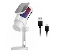 Qusinfc Microfono da gioco USB Illuminazione a colori Pulsante Mute Microfono a condensatore con rete metallica per PC Streaming Podcasting Microfono a cancellazione di rumore
