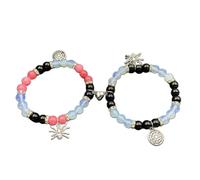 Qusinfc Set di 2 braccialetti magnetici a forma di cuore con ragni e ciondoli coordinati da polso, gioielli per feste di Halloween, accessori per costume, Misura unica, come descritto