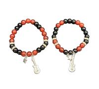Qusinfc Set di 2 braccialetti magnetici a forma di cuore con ragni e ciondoli coordinati da polso, gioielli per feste di Halloween, accessori per costume, Misura unica, come descritto