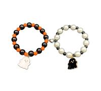 Qusinfc Set di 2 braccialetti magnetici a forma di cuore con ragni e ciondoli coordinati da polso, gioielli per feste di Halloween, accessori per costume, Misura unica, come descritto