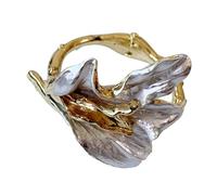 Qusinfc Tulipani smaltati Fiore Elegante Lega Gioielli per uso quotidiano Oro e Bianco Combinazione di Colore Tulipani Fiore Gioielli, Misura unica, come descritto