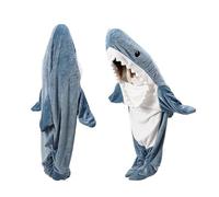 QUSLLIS Shark Blanket - Coperta squalo - in morbidissima e accogliente flanella con cappuccio, tuta squalo, coperta squalo con cappuccio, sacco a pelo squalo indossabile per adulti e bambini XL
