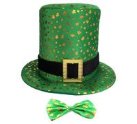 Qussedser 1 set verde velluto topper 'S Day verde a cilindro divertente leprechaun cappelli uomo adulto costume cosplay Decor, Verde, Taglia