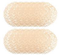 Qussedser 12 tovagliette rotonde in carta intrecciata, antiscivolo, per tavoli da pranzo, interni ed esterni, colore: beige