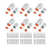 Qussedser 72 Pezzi Kit Connettori Deutsch DTP Connettori Impermeabili Automobilistici A 4 Pin 6 Set con Calibro Contatti Stampati Dimensione 12