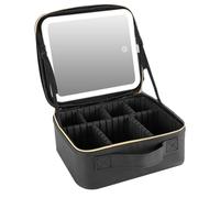 Qussedser Borsa per Trucco da Viaggio Borsa per Cosmetici Borsa per Organizer per Trucco con Specchio per Trucco con per Trucco Illuminata A LED A 3 Colori,A