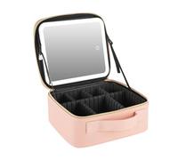 Qussedser Borsa per Trucco da Viaggio Borsa per Cosmetici Borsa per Organizer per Trucco con Specchio per Trucco con per Trucco Illuminata A LED A 3 Colori,B