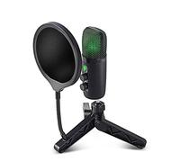 Qussedser Microfono A Condensatore USB per Giochi per PC con Brillante Illuminazione RGB, Configurazione Standard