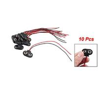 Qussedser R 10 pezzi nero Faux pelle Shell T Tipo Wired 9V batteria clip connettore