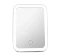 Qussedser Specchio cosmetico a LED con luci, portatile, da viaggio, da tavolo, illuminato, ricaricabile tramite USB,