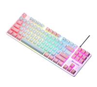 Qussedser Tastiera Meccanica A 87 Tastiera da Gioco con ASSE Verde Tastiera Retroilluminata A Colori Cablata per PC Laptop Gioco da Ufficio C