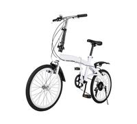 Qussse Bicicletta Pieghevole 20 Pollici a 6 Velocità - Adulto, Doppio Freno a V, Bici da Città e Periferia, Altezza Regolabile, Bianco